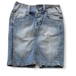 Vintage 80s Farlow Jeans Blue Denim Skirt Women Size 3 High Waisted Pencil